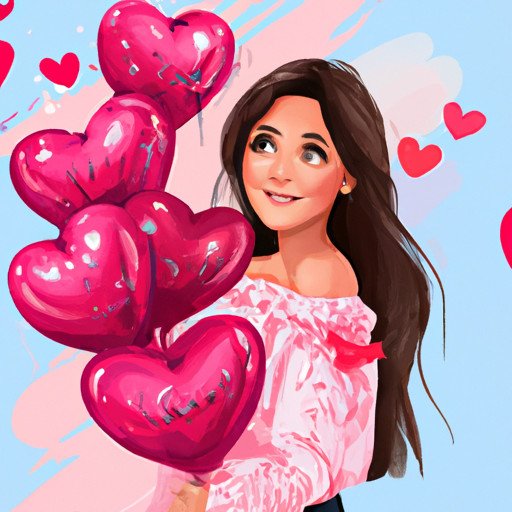 An image of a blushing girl with rosy cheeks, tenderly holding a bouquet of heart-shaped balloons while a mischievous smile plays on her lips, capturing the essence of adorable things to say to your crush