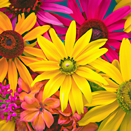 An image showcasing a handcrafted bouquet of vibrant wildflowers