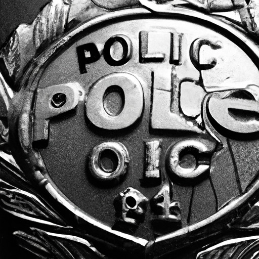 An arresting image: A stark, black and white photograph of a police officer's badge, tarnished and cracked, symbolizing the ethical dilemma of police misconduct
