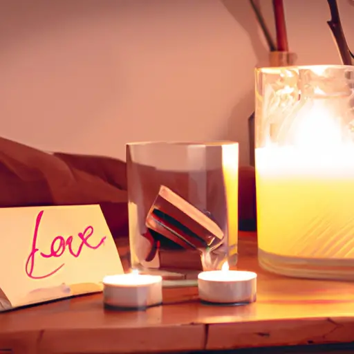 An image of a cozy living room adorned with a flickering, scented Romantic Candle Set