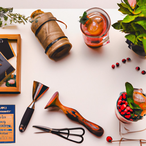  the essence of a romantic evening at home with a vibrant image of a meticulously arranged DIY Cocktail Making Kit