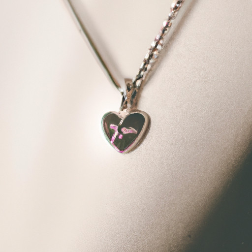 An image featuring a delicate silver necklace adorned with a small heart-shaped pendant, engraved with the couple's initials