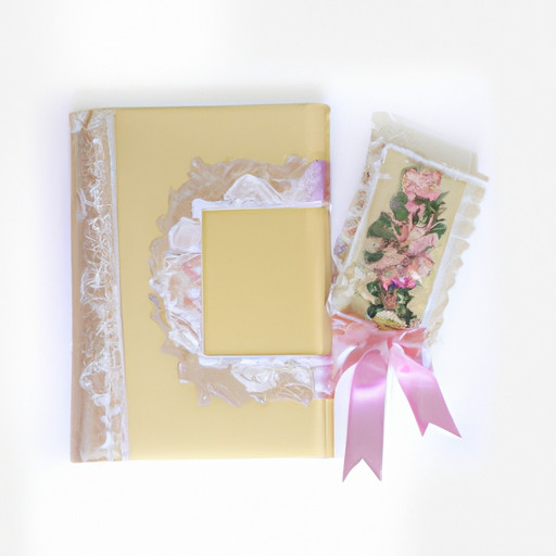 An image showcasing a beautifully handcrafted photo album, adorned with intricate embroidery and delicate lace, capturing cherished moments