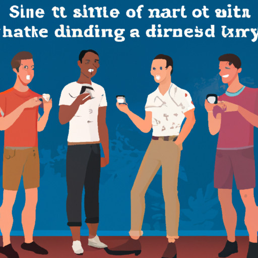 An image showcasing a diverse group of confident, smiling short men happily engaged in meaningful conversations with their matches on a dating app, breaking societal stereotypes and emphasizing the need for a dating app specifically designed for short men