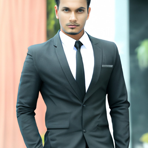 An image showcasing a dashing man dressed in a tailored black button-down shirt with a subtle sheen, perfectly complementing his charcoal gray suit