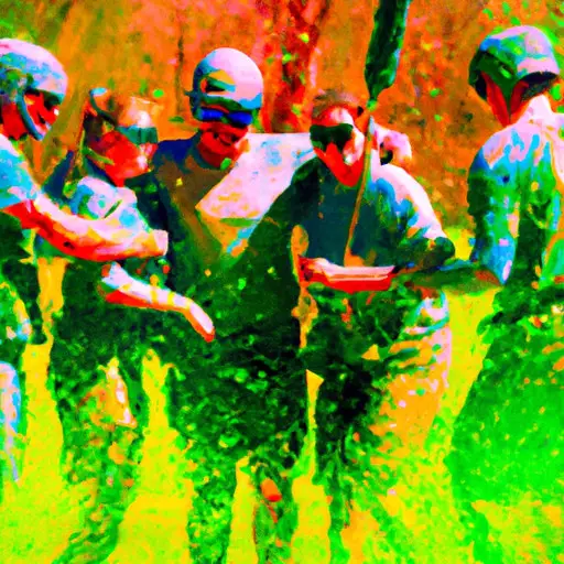 An image showcasing a group of friends playing paintball, the vibrant colors of the paint splatters contrasting with their exhilarated expressions, symbolizing the joy and liberation of embracing the newly single life
