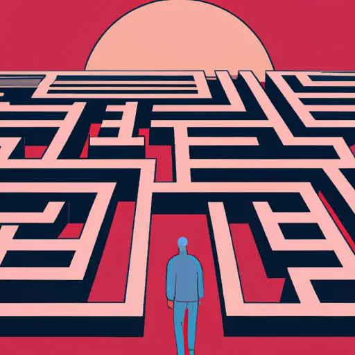 An image depicting a person confidently navigating a complex maze, symbolizing the strategic approach required when negotiating with a narcissistic ex