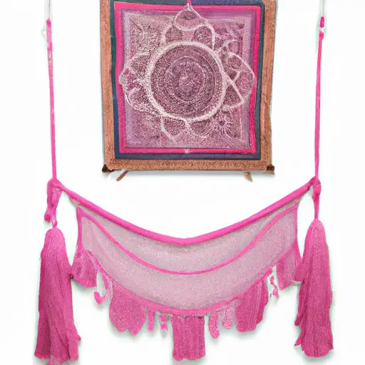 An image showcasing a beautifully handcrafted macrame wall hanging, delicately woven with intricate patterns and adorned with vibrant tassels, an enchanting addition to any woman's home decor