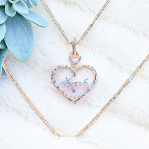 An image showcasing a delicate, handcrafted necklace adorned with intricately designed charms, shimmering gemstones, and a dainty heart pendant