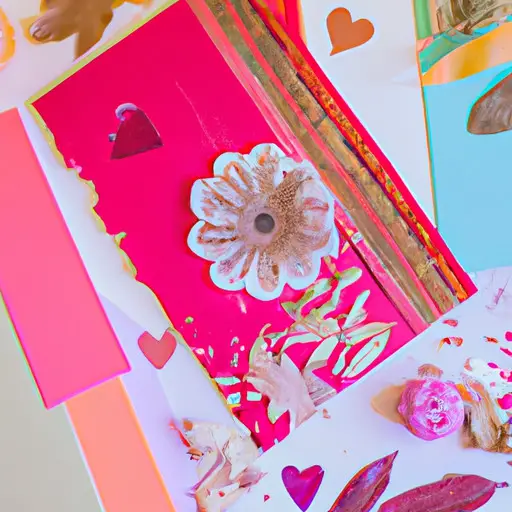 An image showcasing a beautifully crafted romantic scrapbook, bursting with vibrant colors