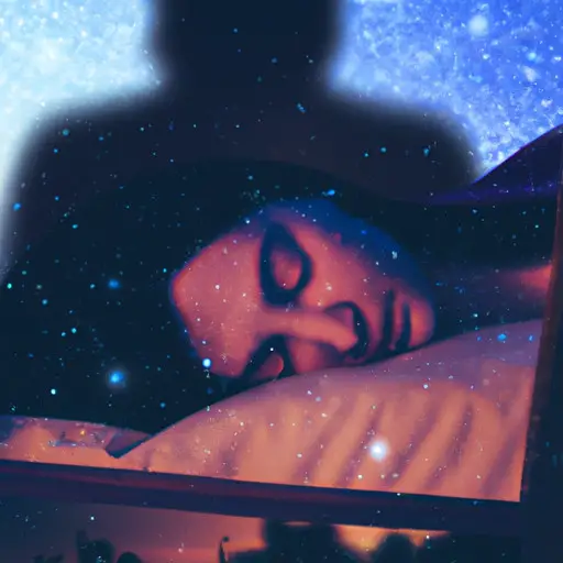 An image that showcases a woman peacefully asleep on a starry night, with her ex-boyfriend's silhouette gently fading away, symbolizing the introspective journey of interpreting and learning from dreams about past relationships