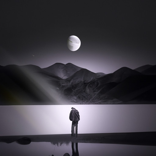 An image that depicts a serene, moonlit landscape with a solitary figure standing at the edge of a serene lake, symbolizing the introspective journey of interpreting dreams and unraveling their spiritual significance