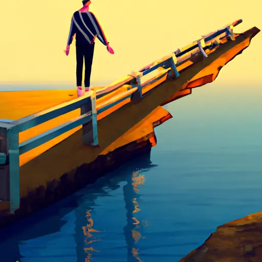 An image depicting a solitary figure standing at the edge of a broken bridge, symbolizing the spiritual journey of self-discovery and transformation after dreaming of a boyfriend breaking up