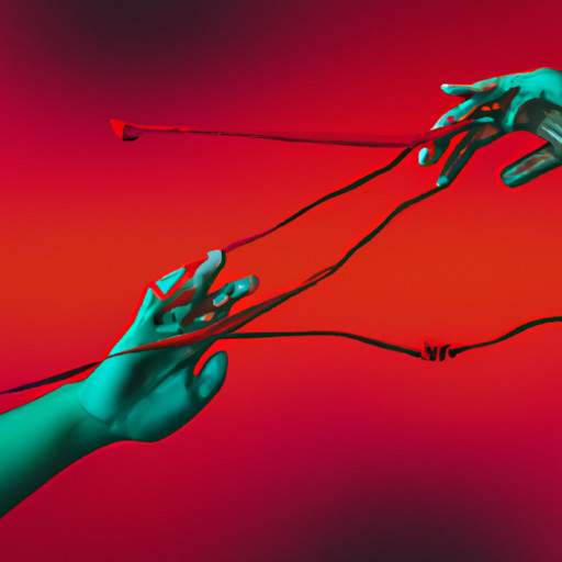 An image that portrays two hands slowly releasing a red string, symbolizing the fading connection between friends