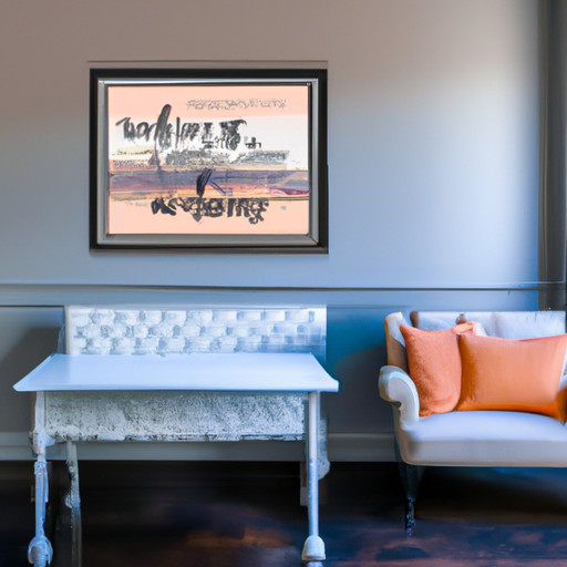 An image featuring a cozy living room with a beautifully personalized wall art piece in the background