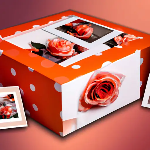 An image of a beautifully wrapped gift box nestled among a bouquet of fragrant roses