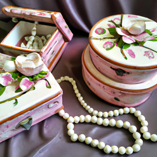 An image of a beautifully crafted wooden jewelry box, adorned with delicate hand-painted flowers