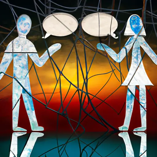 An image featuring two silhouetted figures holding hands, with speech bubbles representing clear communication