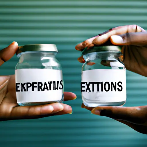 An image depicting two people engaged in a conversation, one holding a clearly labeled "Expectations" jar, symbolizing the importance of open and honest communication in preventing emotional attachment