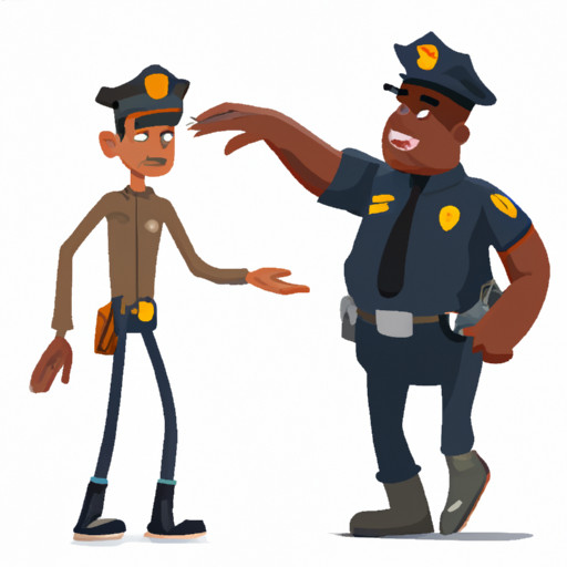 An image capturing a police officer engaging in friendly gestures like a warm smile, offering a helping hand, or engaging in casual conversation, highlighting their positive demeanor towards individuals