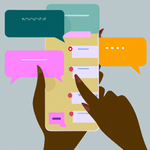 An image depicting a cluttered smartphone screen with multiple chat bubbles, each representing a different conversation