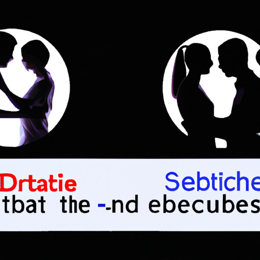 An image featuring a split screen: on one side, a couple in a loving embrace, symbolizing trust; on the other, a silhouette representing a cheating website, sparking debate on its moral implications
