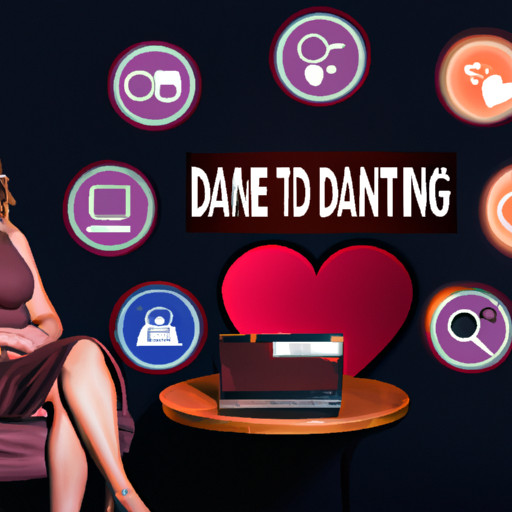 An image featuring a confident, married woman sitting at a laptop, surrounded by a variety of online dating platform icons
