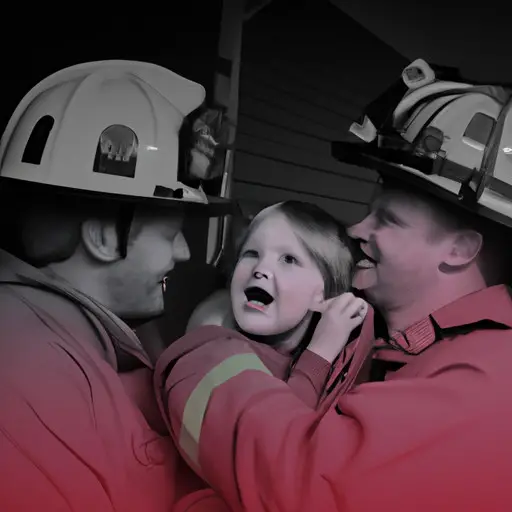An image capturing the intense joy and pride on a firefighter's face as they rescue a frightened child from a burning building, juxtaposed against the weight of exhaustion and sacrifice etched in their weary eyes