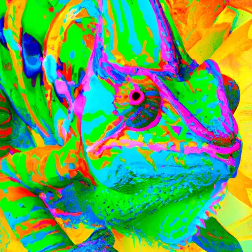 An image of a chameleon with vibrant, kaleidoscopic skin, effortlessly blending into a variety of environments