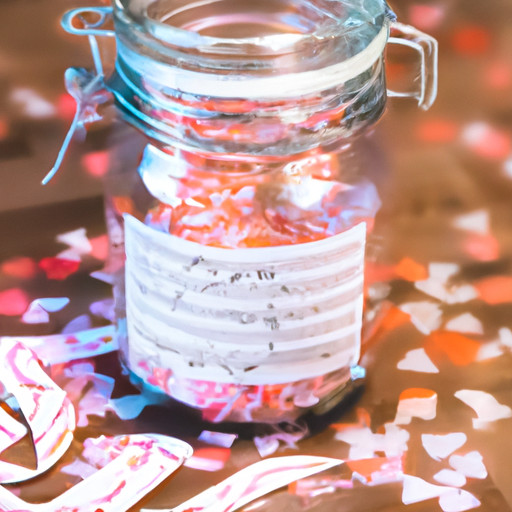 An image showcasing a beautifully wrapped mason jar filled with handwritten love notes, tied with a rustic twine bow