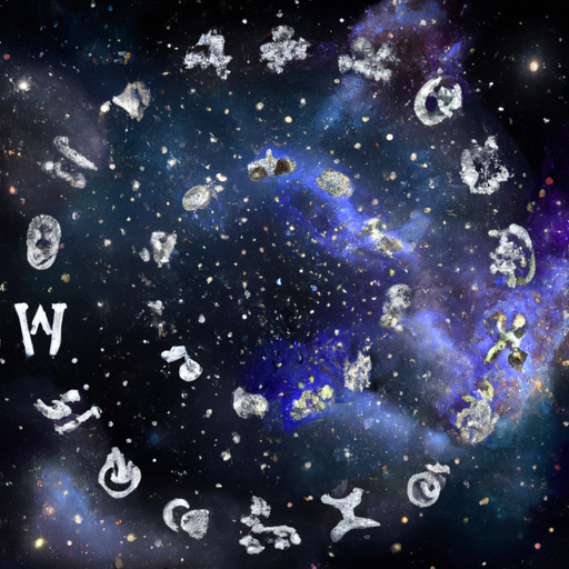 An image featuring an ethereal night sky backdrop with twelve shimmering constellations arranged in a circular pattern, each representing a Zodiac sign, showcasing the unique traits and characteristics associated with each sign