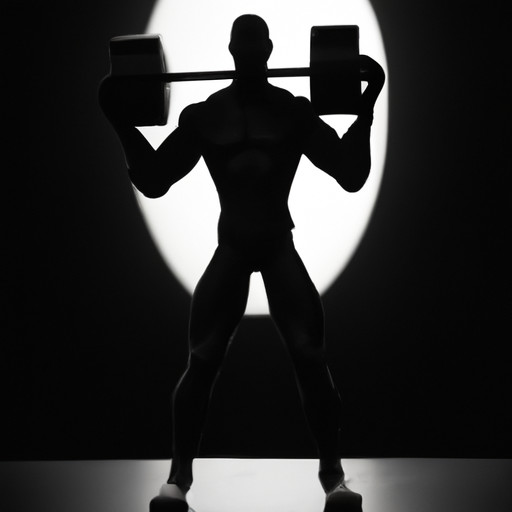An image that showcases a silhouette figure lifting weights in a dimly lit, minimalist gym