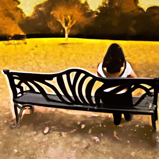 An image showcasing a desolate park bench bathed in golden sunset hues, with a solitary Taurus woman gazing wistfully in the opposite direction, her body language exuding indifference, as if uninterested in spending time with her companion