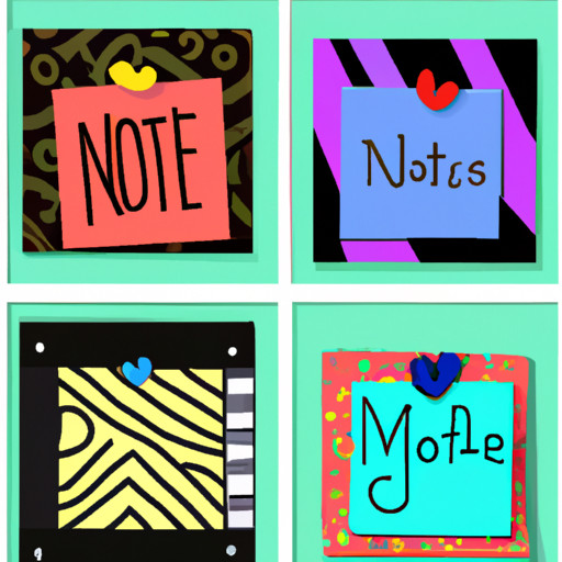 An image showcasing an array of vibrant sticky notes adorned with whimsical doodles and artistic creations