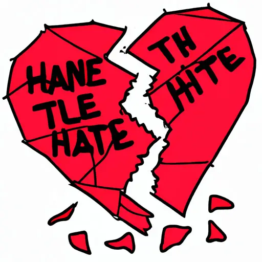 An image depicting a shattered heart-shaped pinata with sharp shards and dark humor, symbolizing offensive names for your ex
