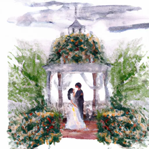 An image depicting a serene garden adorned with vibrant flowers and a majestic white gazebo
