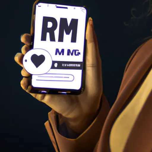 An image showcasing a dating app interface with a profile picture of a person, accompanied by the abbreviation "RM" in a highlighted section, indicating their relationship status