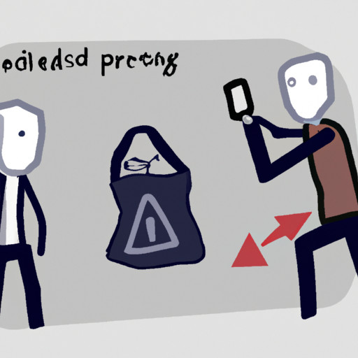 An image depicting a person discreetly capturing evidence of the threatening situation, using a smartphone camera hidden behind a partially opened bag, while the aggressor remains unaware