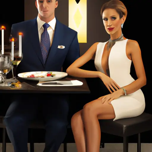 An image showcasing a stylish couple in an upscale restaurant setting