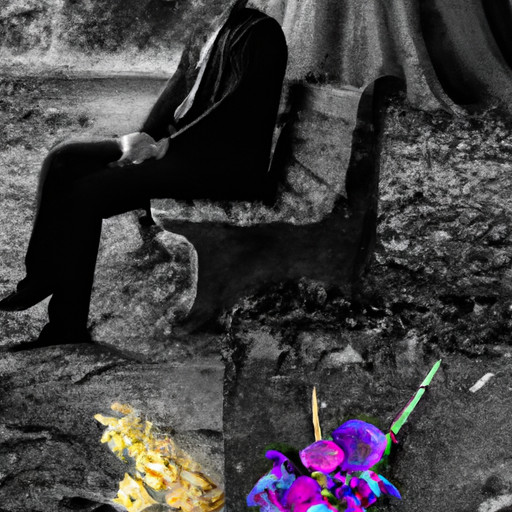 An image capturing the melancholic ambiance of a deserted park bench, where a Gemini man sits alone, his once vibrant gaze now distant, while a wilted bouquet lies forgotten beside him, symbolizing his fading interest