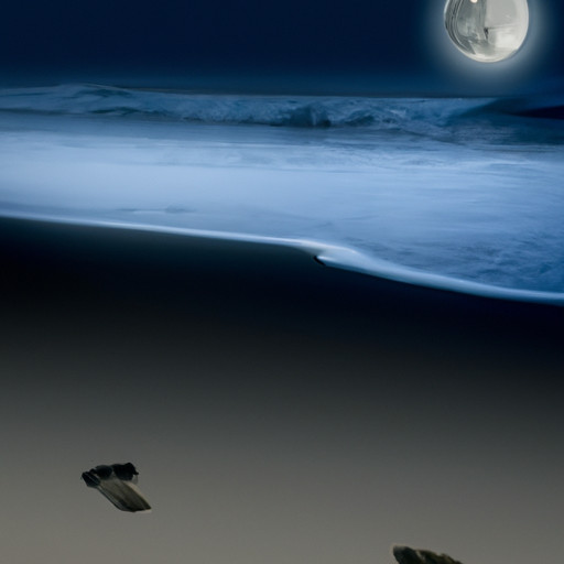 An image of a serene, moonlit beach with two footprints leading towards the horizon, symbolizing the path to self-discovery