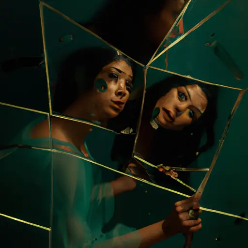 An image depicting a shattered mirror, fragments reflecting a conflicted woman's face, illustrating the complex emotions and psychological turmoil experienced by mistresses who choose to disclose their involvement to the wife
