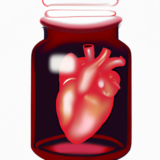 An image of a vivid red anatomical heart, delicately encased in a transparent glass jar