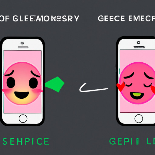 An image of a person blushing with a shy smile, cheeks turning a rosy pink, while sending a blushing emoji GIF from their phone, showcasing the step-by-step process of using the emoji