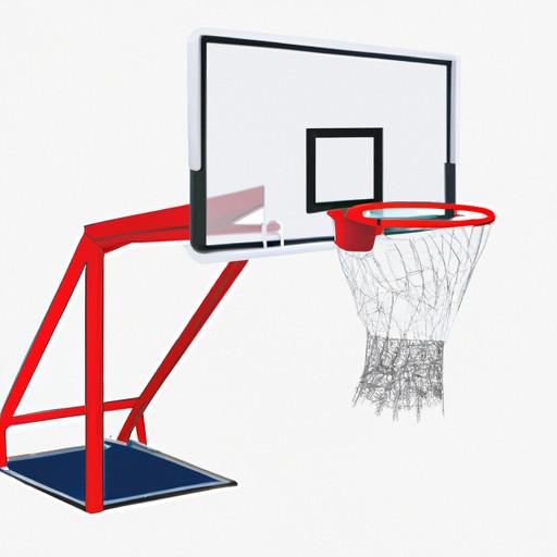 An image showcasing a sleek, high-quality basketball hoop attached to a sturdy backboard, with an adjustable height feature