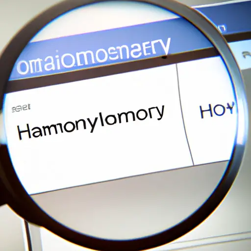 An image showcasing a computer screen displaying an Eharmony profile, with a magnifying glass hovering over the profile picture, emphasizing the importance of identifying genuine profiles on Eharmony