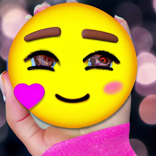 An image depicting an emoji holding a heart with a serene expression, representing affection and love
