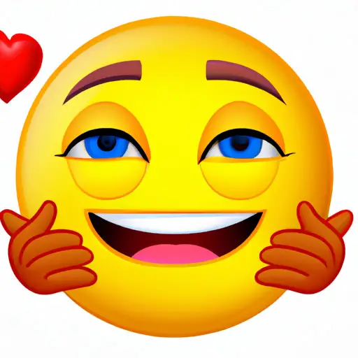 An image showcasing a yellow emoji with a wide, joyful smile, its round arms outstretched, embracing a vibrant red heart with a gentle, heartfelt squeeze, capturing the profound meaning of a warm, affectionate hug