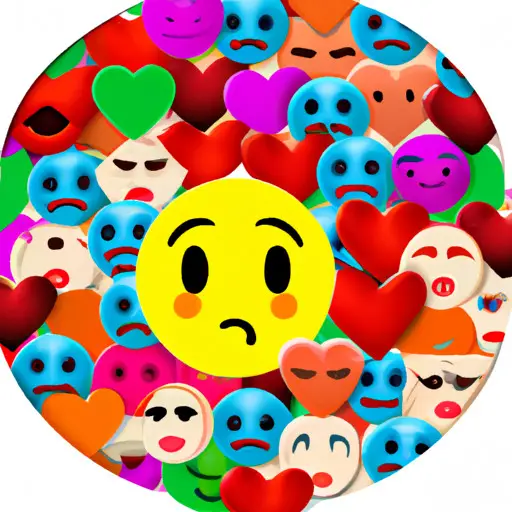 An image showcasing the "Man Kissing Woman" emoji surrounded by a variety of vibrant and diverse emojis