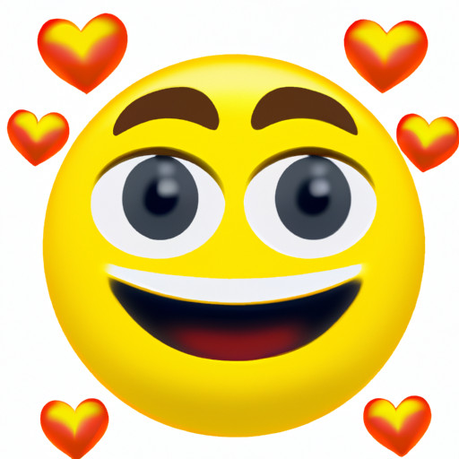 An image depicting a smiling emoji with heart-shaped eyes, radiating warmth and affection